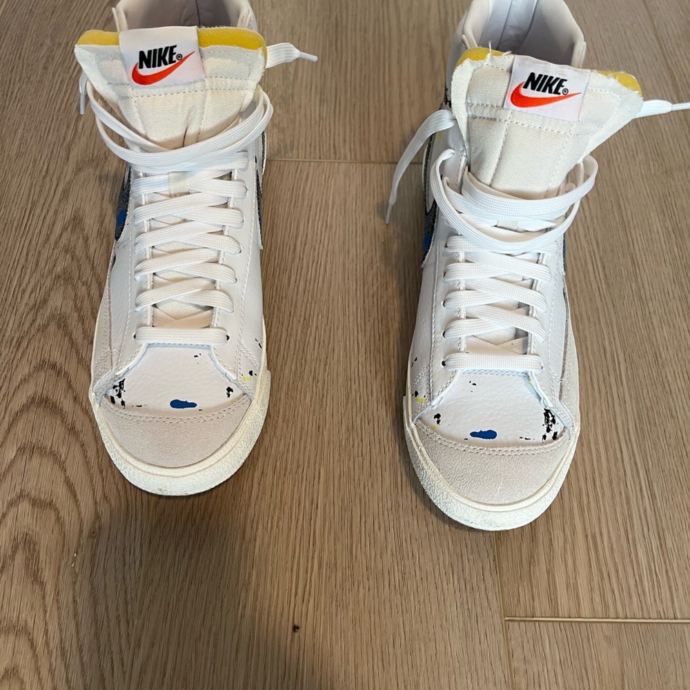 Nike White and Yellow High-Top Sneakers